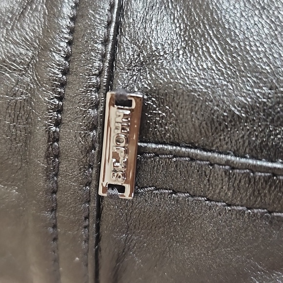 St. John Metallic Lambskin Leather Moto Biker Vest Silk Lined Sz 2 - Picture 9 of 16